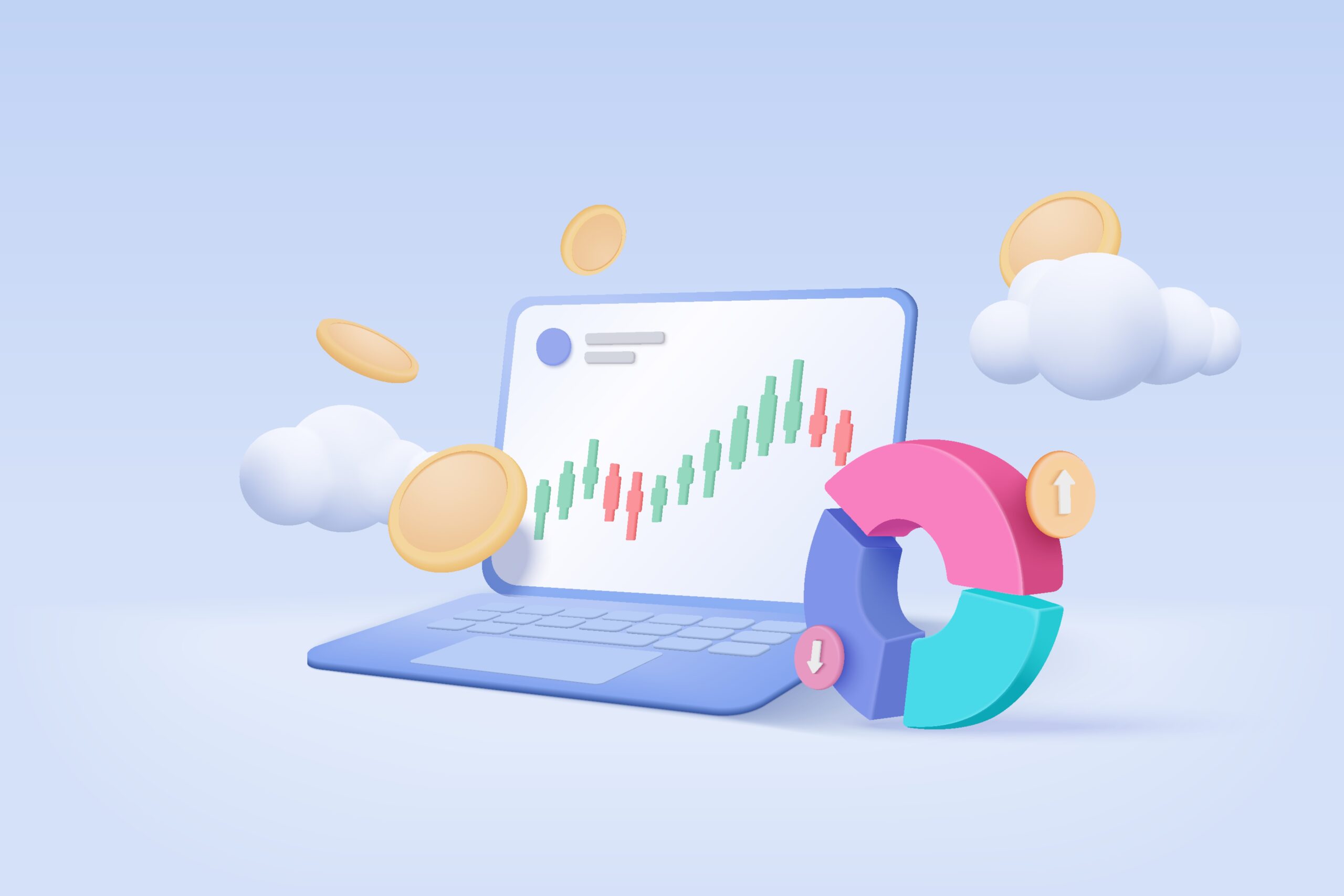 Michaela & Co. hero image - Laptop with cloud and coins